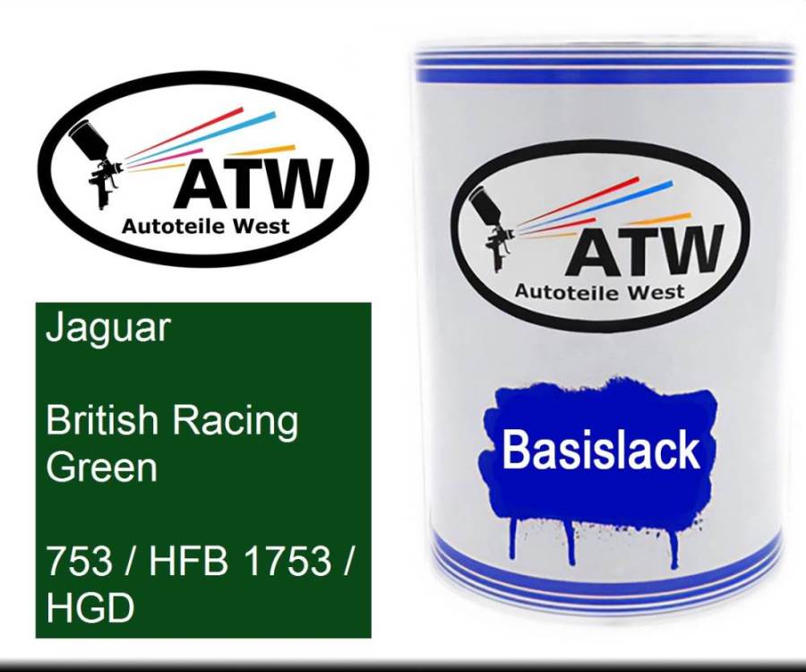 Jaguar, British Racing Green, 753 / HFB 1753 / HGD: 500ml Lackdose, von ATW Autoteile West.